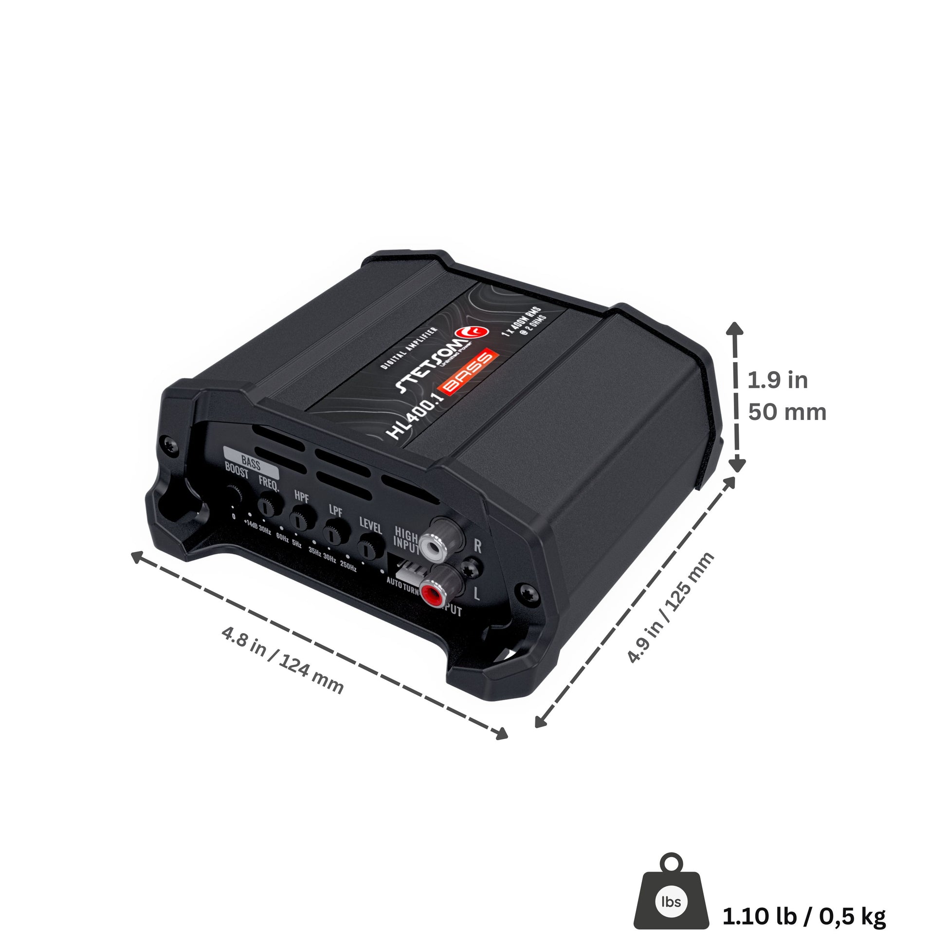 Stetsom HL 400.1 BASS Digital, 400 W RMS, 2 Ohms Stable, Subwoofer Sound Quality, Bass Crossover